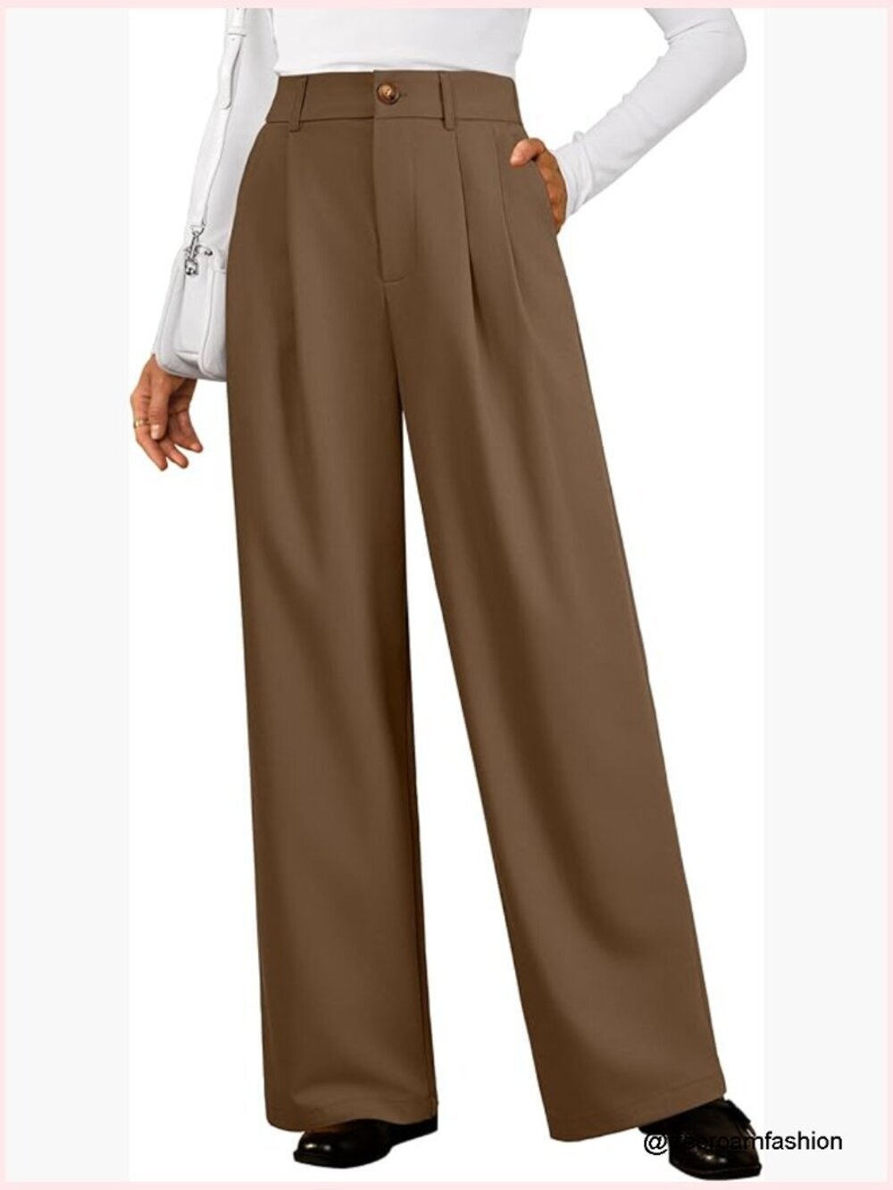 Wool Blend Elastic Waist Straight Leg Business Casual Pants Petite